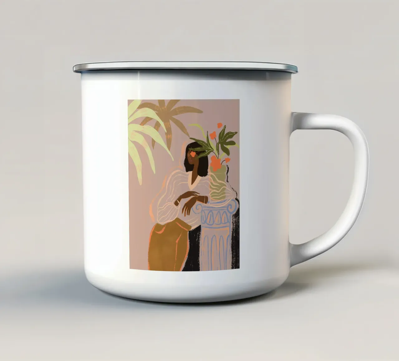 Waiting taza de esmalte de Arty Guava