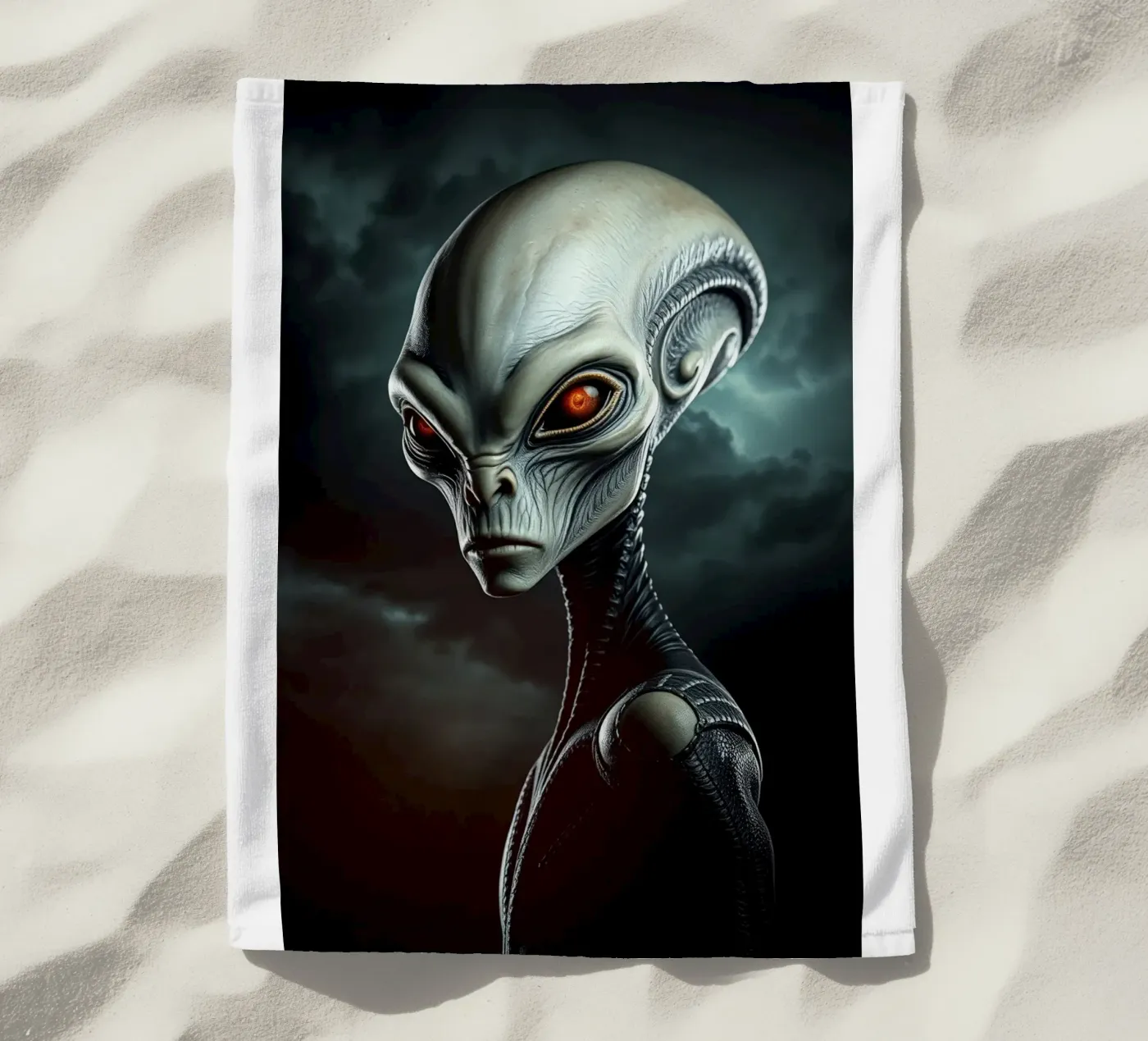 Alien Portrait Strandtuch von Not from this planet