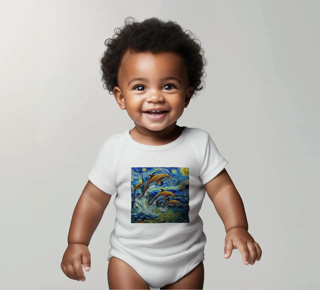 Delphin springen Meer Kurzarm Babybody von NEW LIFE