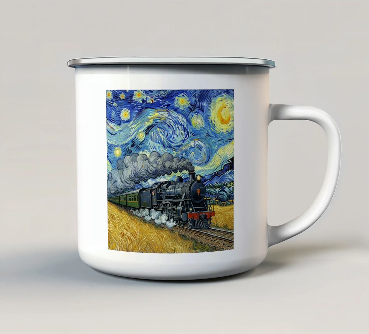 treno ferrovia tazza in smalto da NEW LIFE