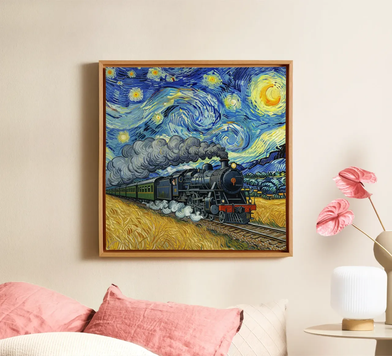 train railroad canvas with Floater frame by NEW LIFE