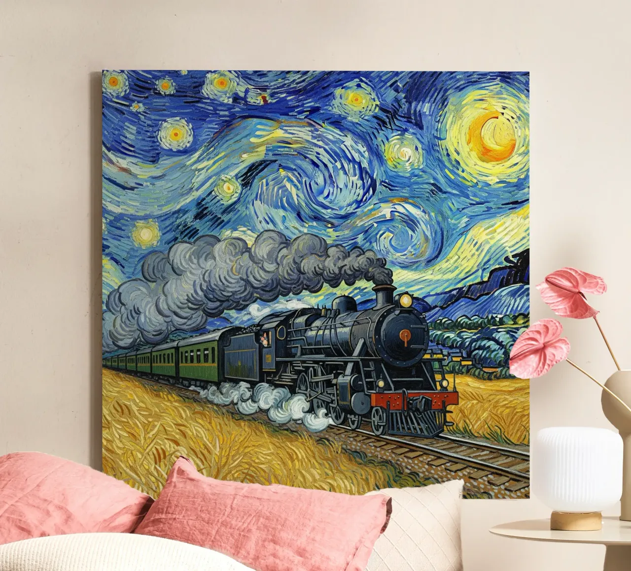 train railroad canvas with Floater frame by NEW LIFE