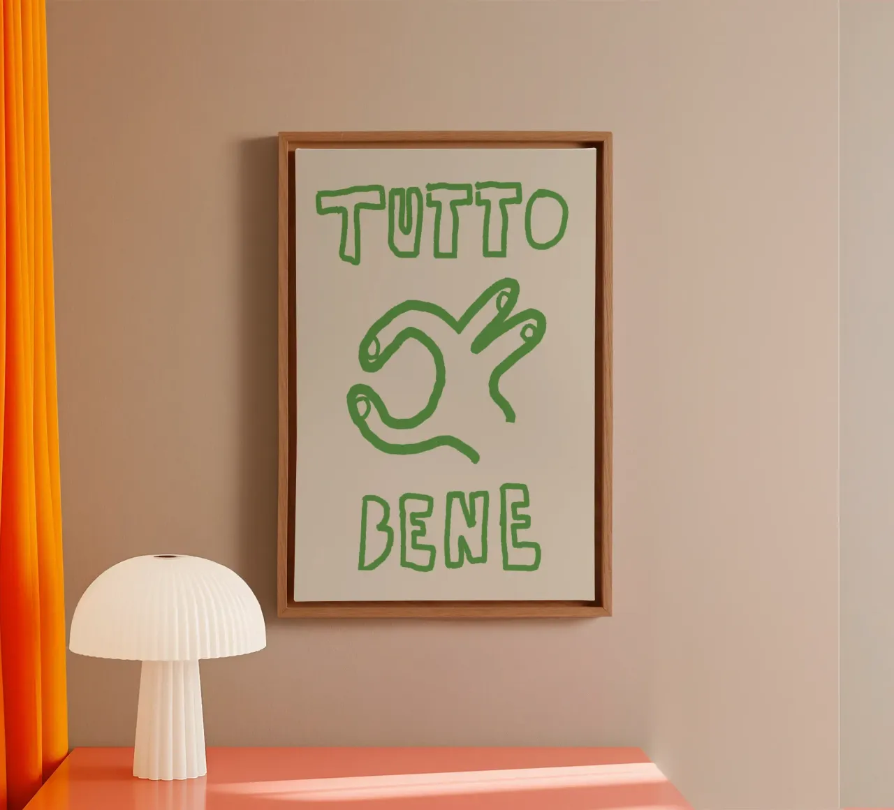 Tutto Bene tela con Cornice a cassetta da Attaboy Dsgn