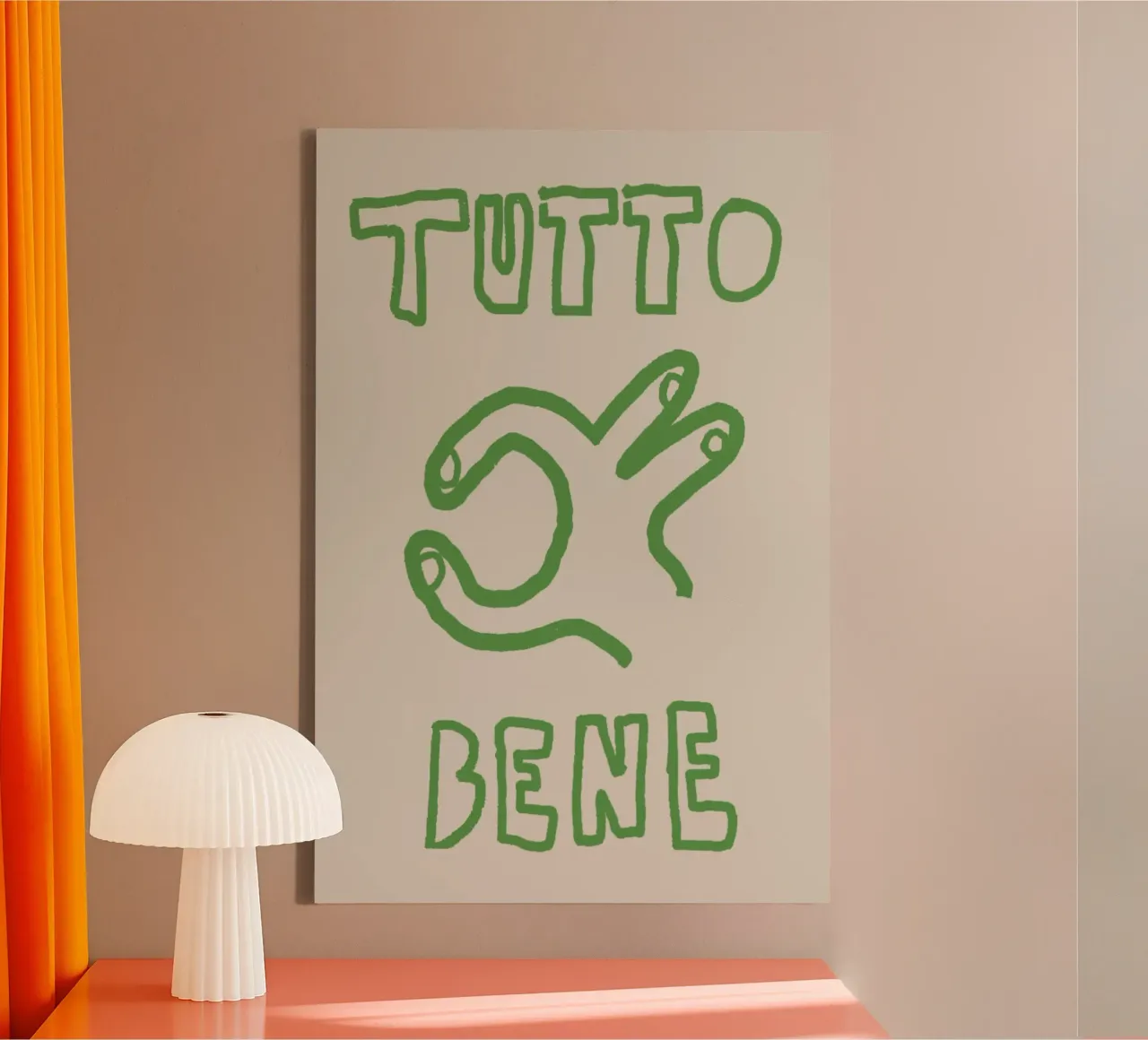 Tutto Bene tela con Cornice a cassetta da Attaboy Dsgn