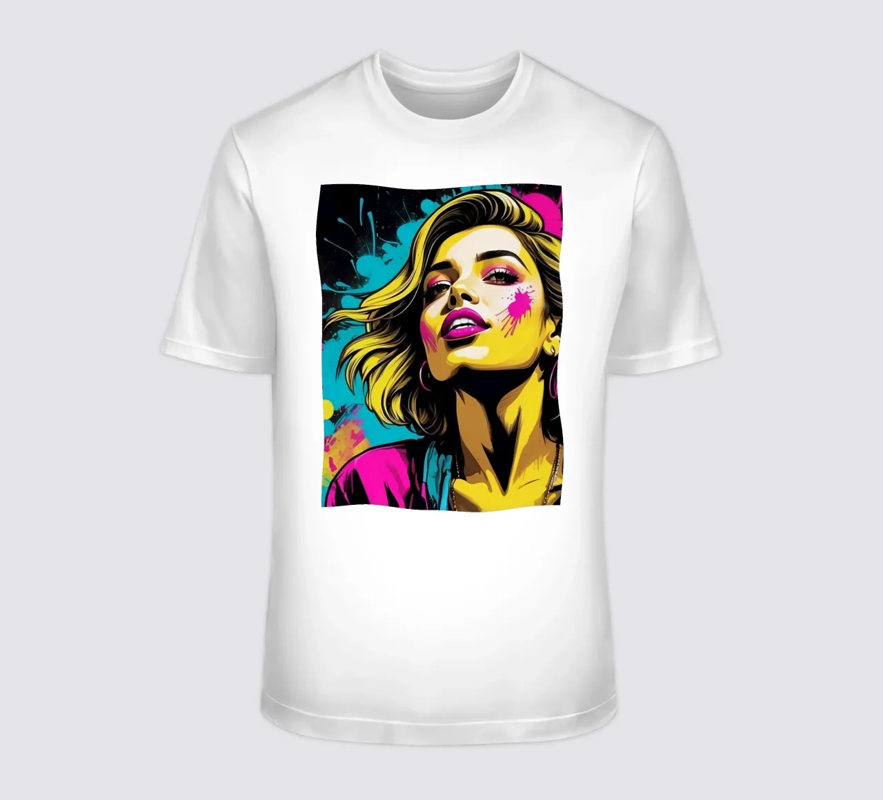 giovane donna dai capelli vivaci e dall'espressione giocosa t-shirt da DesignDoodle