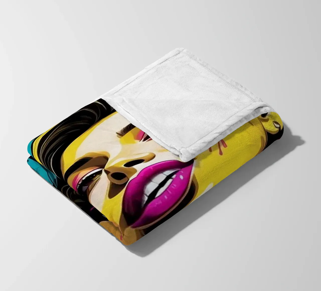 giovane donna dai capelli vivaci e dall'espressione giocosa coperta in pile da DesignDoodle