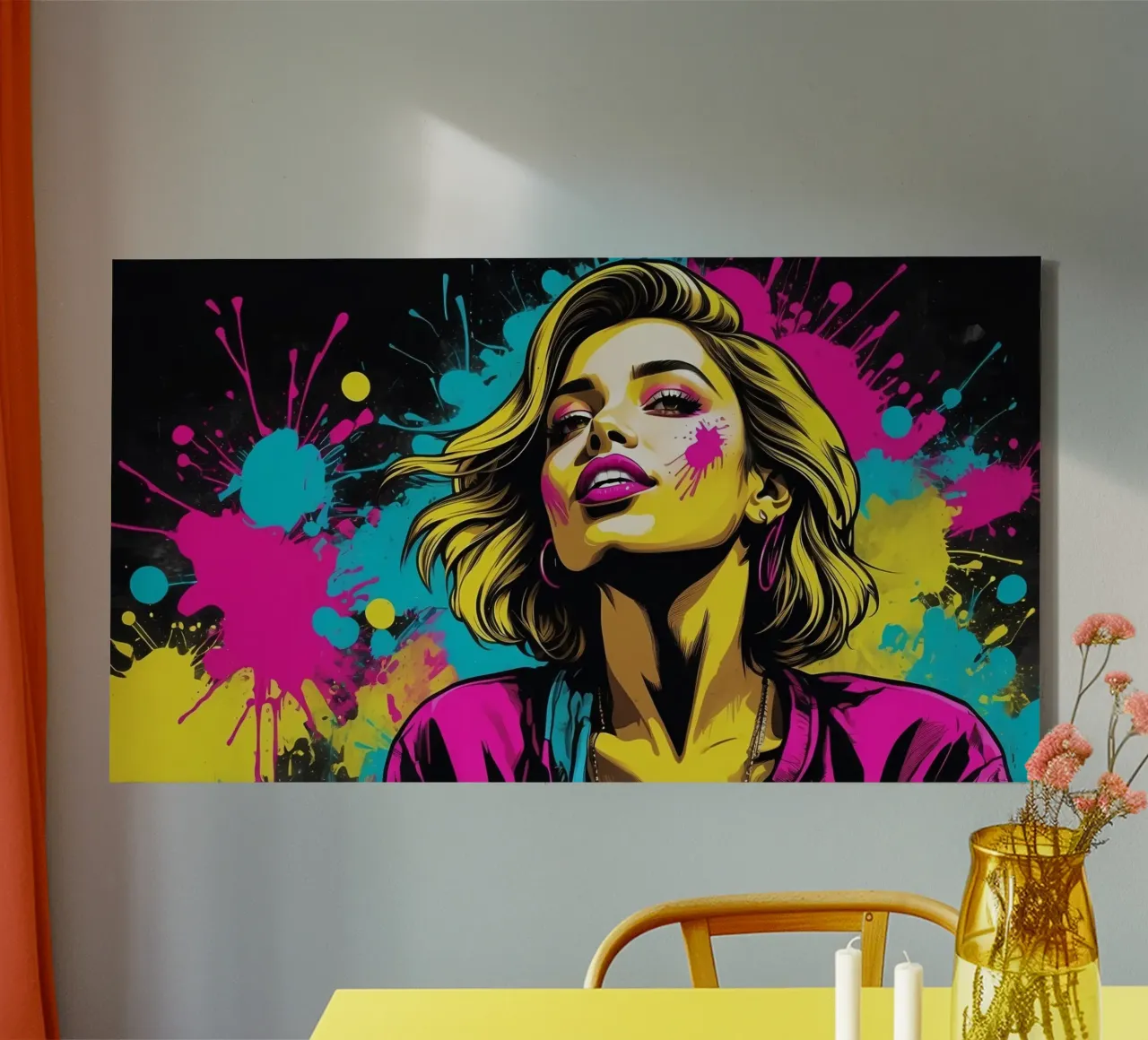 jonge vrouw met levendig haar en een speelse uitdrukking canvas met Baklijst van DesignDoodle