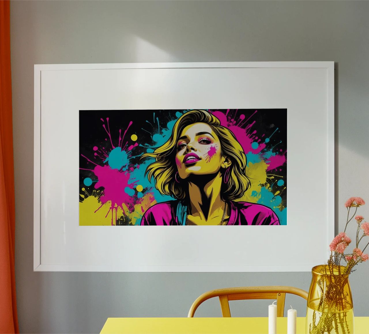 young woman with vibrant hair and a playful expression poster by DesignDoodle