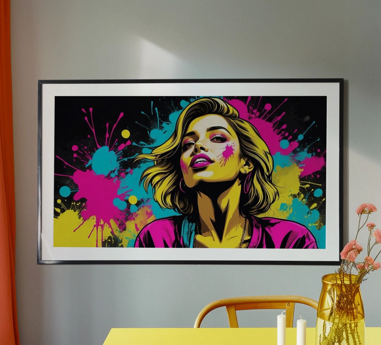 young woman with vibrant hair and a playful expression poster by DesignDoodle