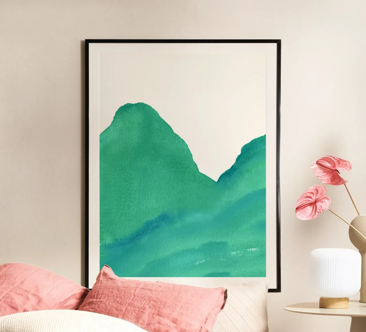 Montagne - Acquerello poster con telaio in alluminio da intemporalis