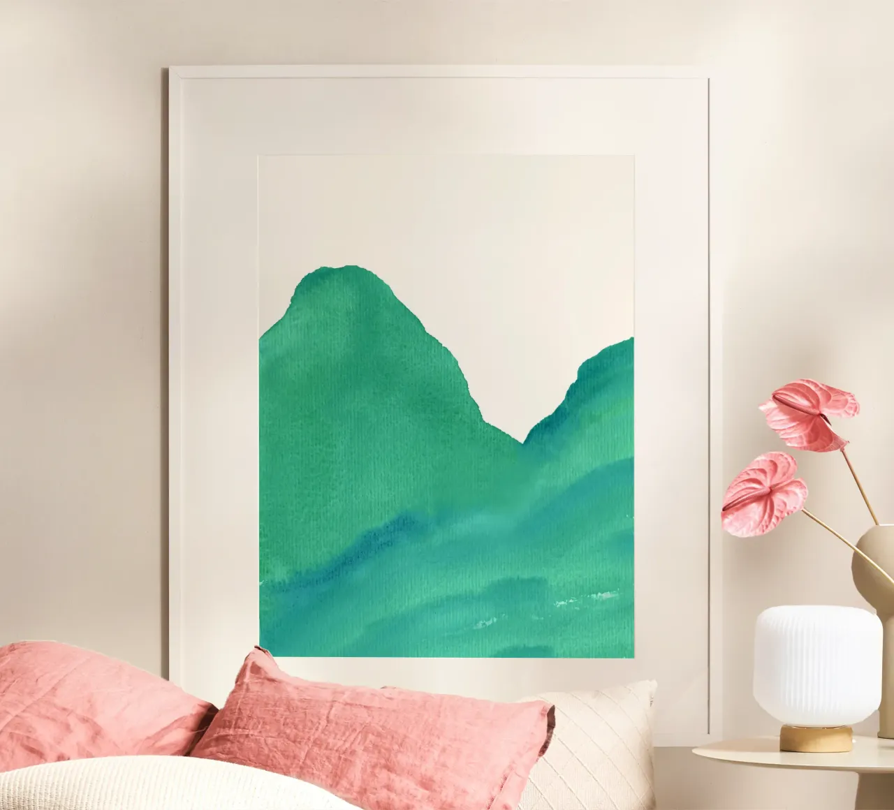 Montagne - Acquerello poster con telaio in alluminio da intemporalis