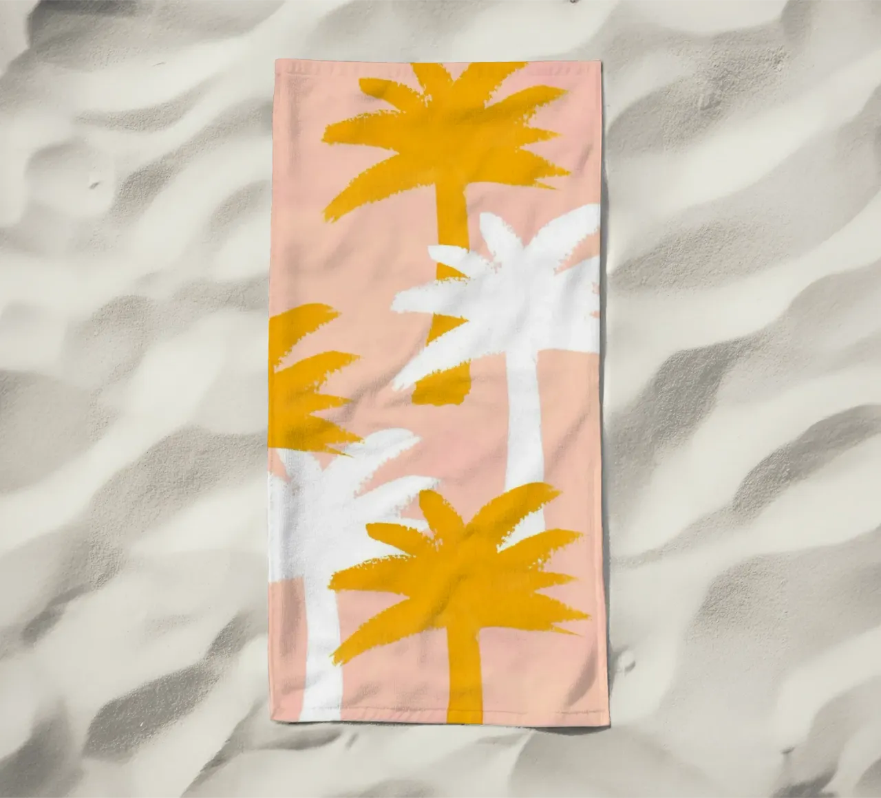 Palm Trees Pattern - Orange Pink beach towel by intemporalis