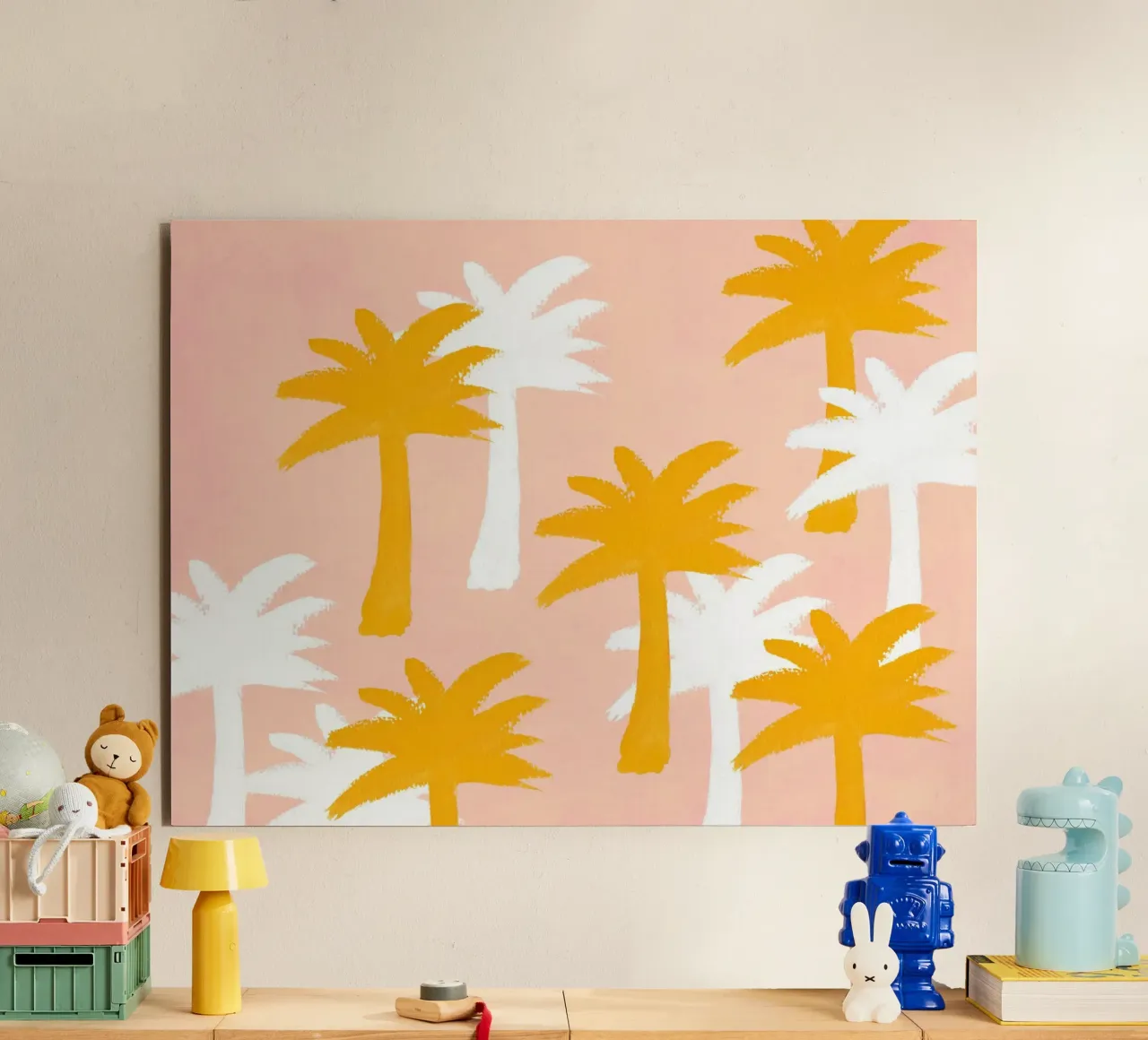 Palm Trees Pattern - Orange Pink alu-dibond by intemporalis