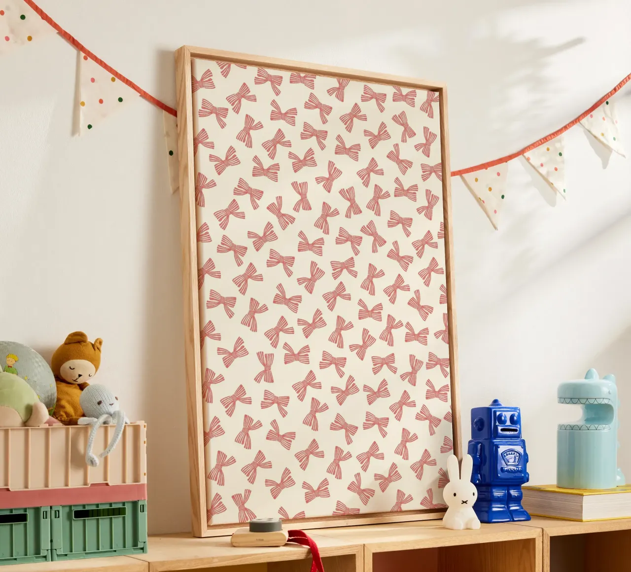 Ribbon Bow Pattern - Red Pink canvas by intemporalis