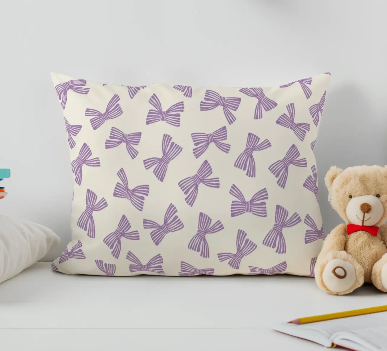 Ribbon Bow Pattern - Purple cuscino da intemporalis