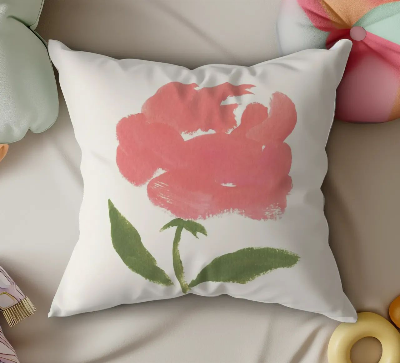 Rose - Gouache Kissen von intemporalis