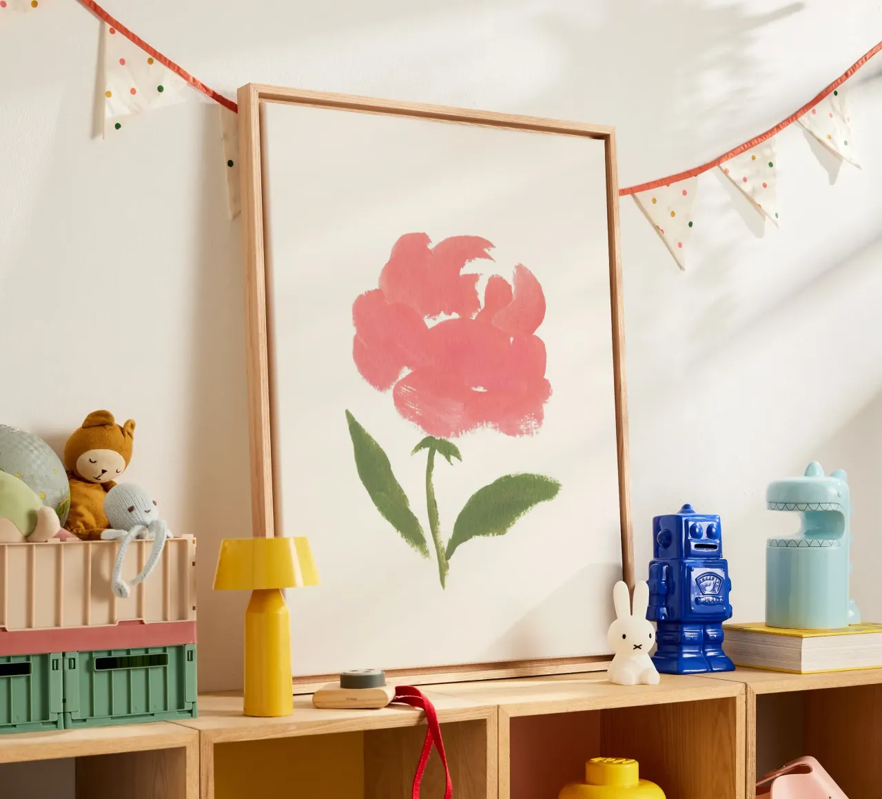 Roos - Plakkaatverf canvas met Baklijst van intemporalis