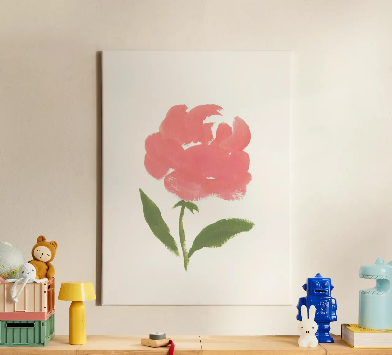 Roos - Plakkaatverf canvas met Baklijst van intemporalis