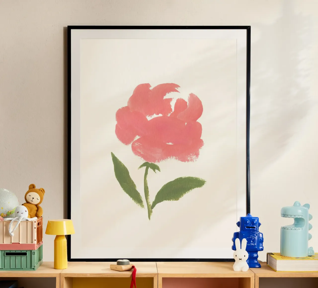 Rose - Gouache Poster mit Aluminium Rahmen von intemporalis