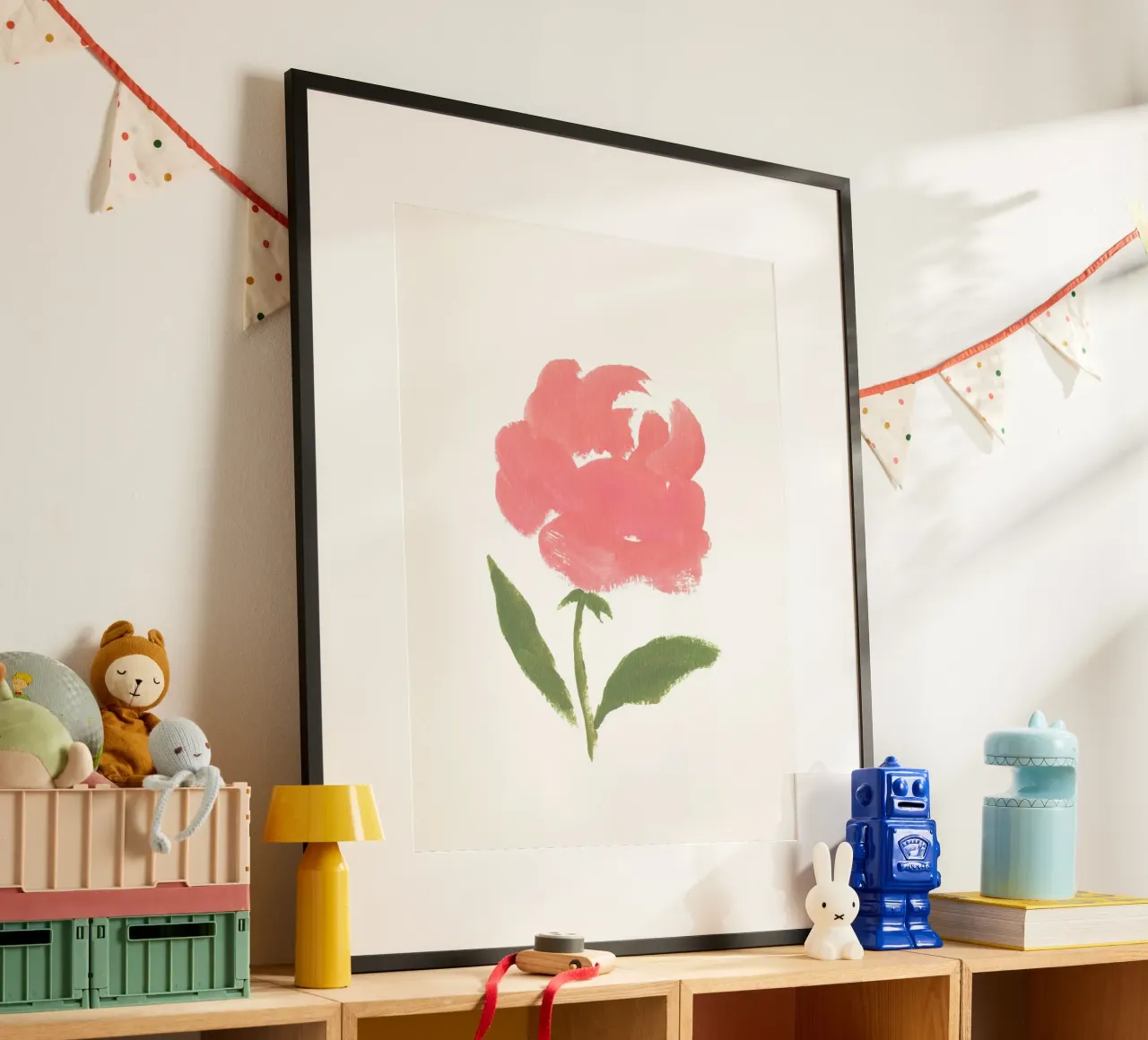 Rose - Gouache Poster mit Aluminium Rahmen von intemporalis
