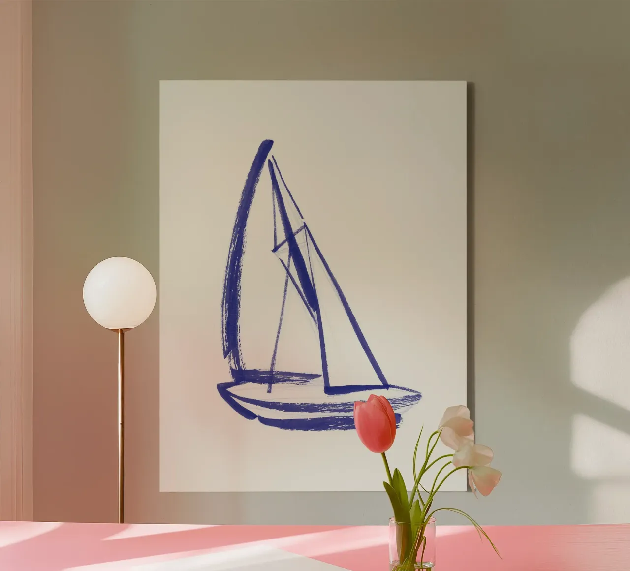 Zeilboot - Wit Blauw canvas van intemporalis