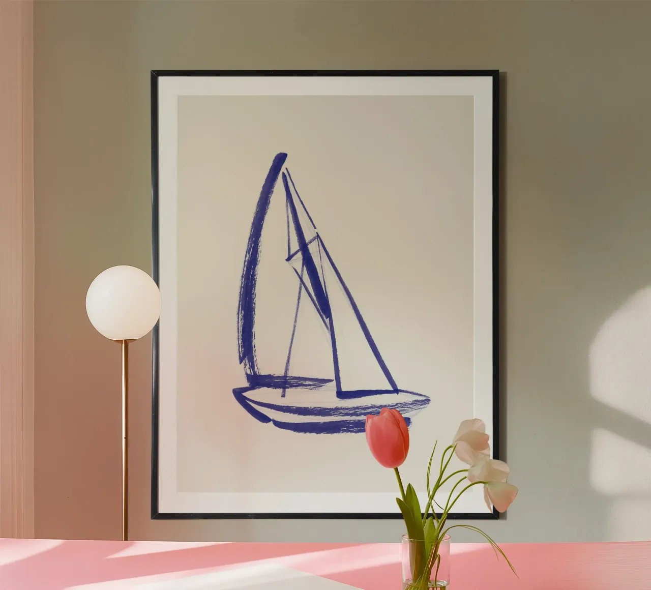 Barca a vela - Bianco Blu carta hahnemühle da intemporalis