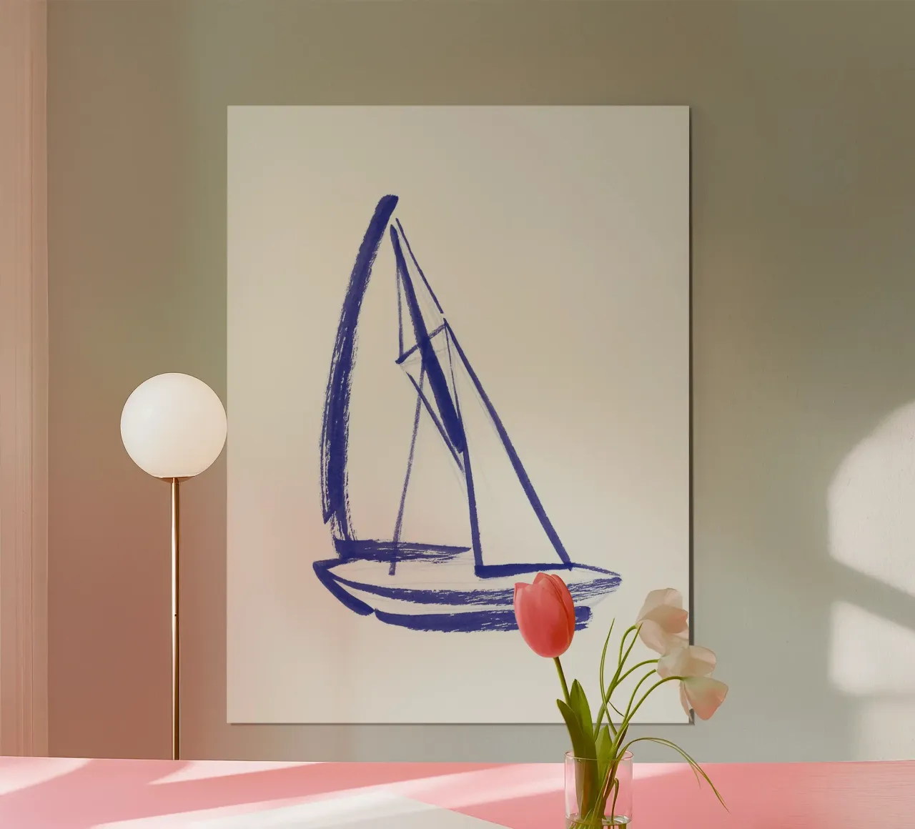 Barca a vela - Bianco Blu carta hahnemühle da intemporalis