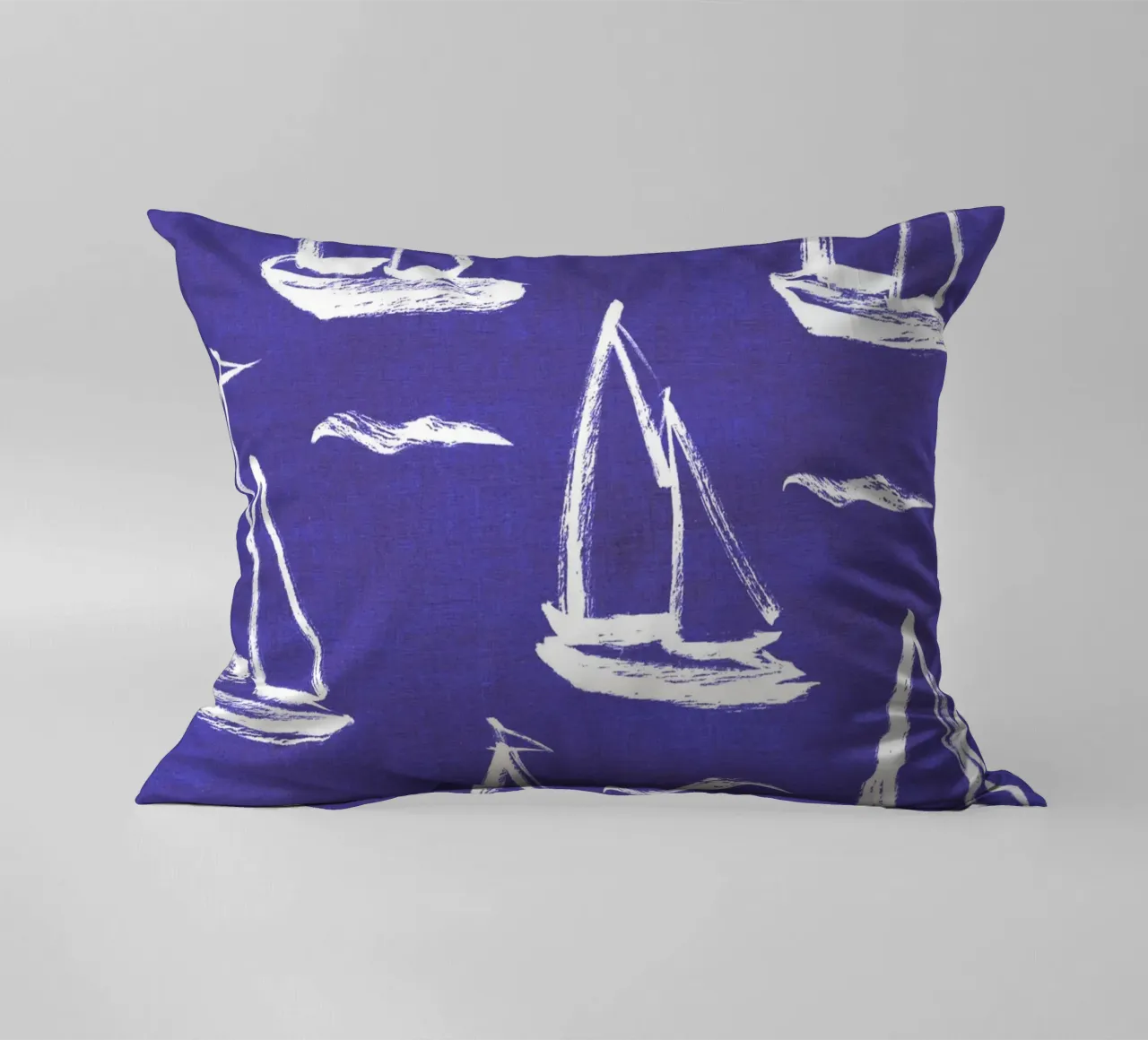 Sailboat Pattern - Navy decorative cushion by intemporalis