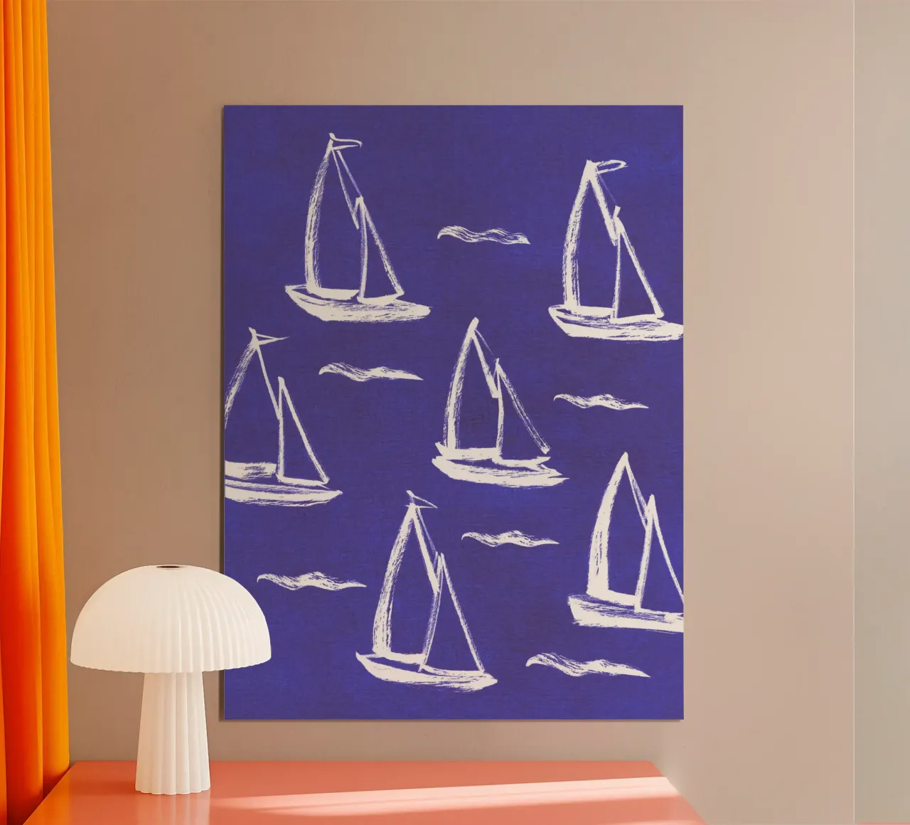 Sailboat Pattern - Navy poster with plastic frame by intemporalis