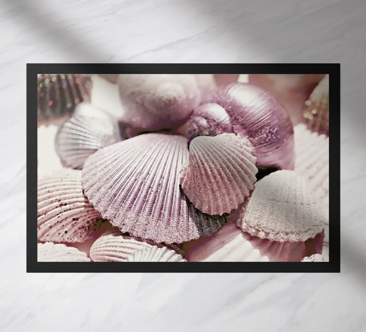 Shells and Glitter - Glittering shells in the sunlight doormat by Monika Strigel