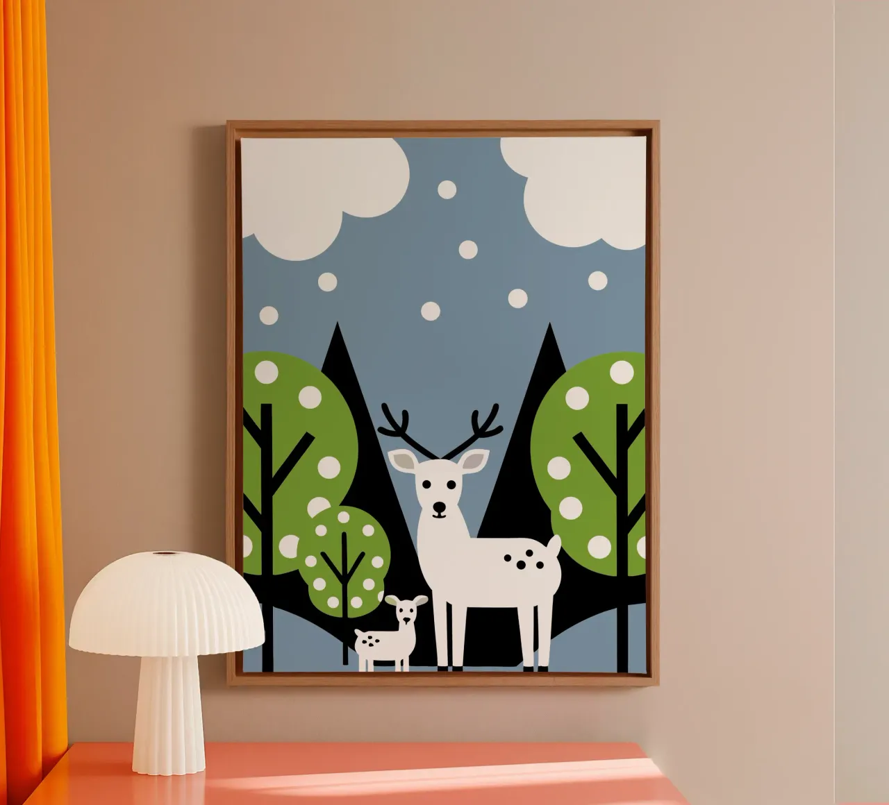 Deer and Tree canvas with Floater frame by LOOK DIFFERENT