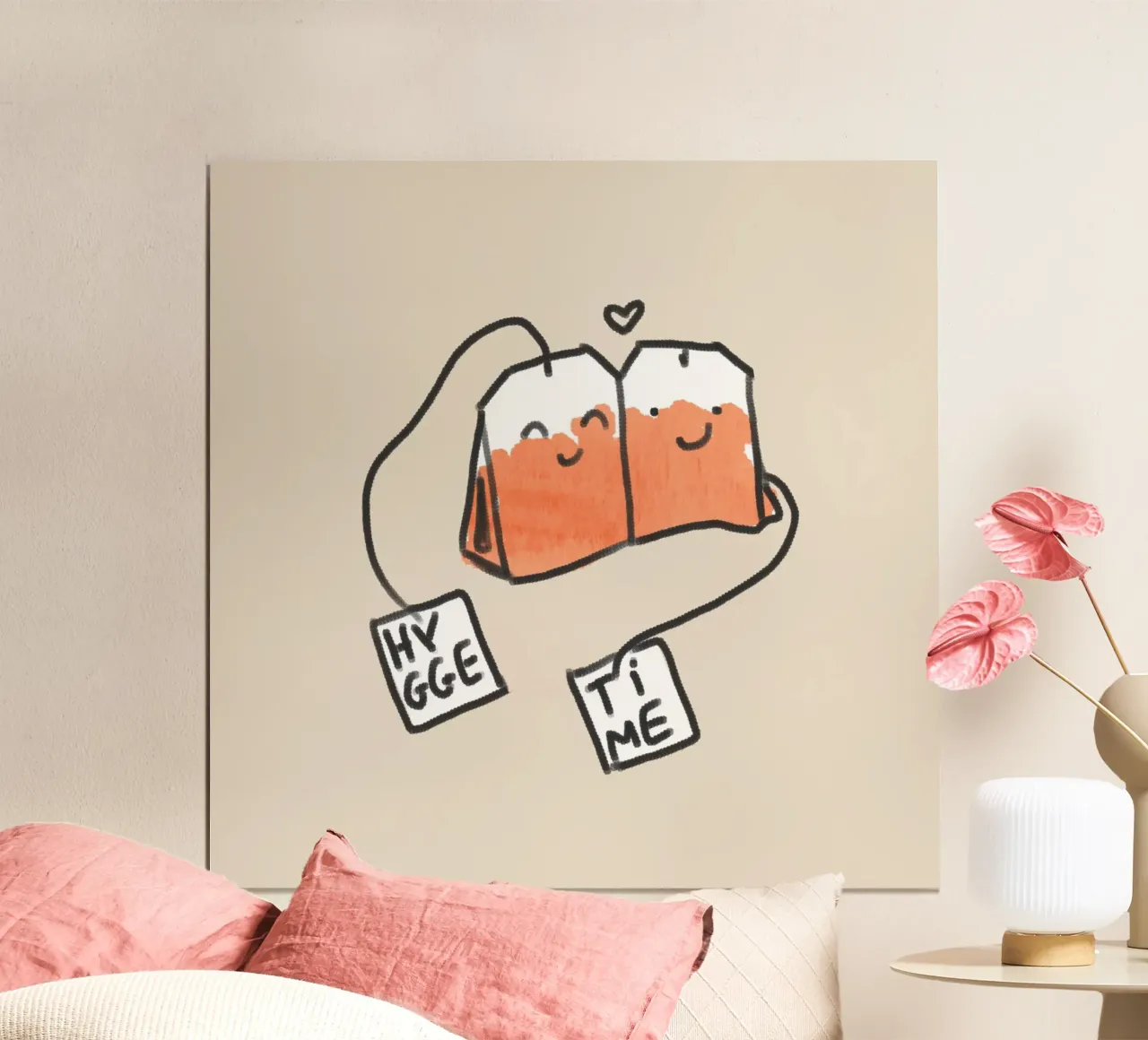 Ora del tè poster con telaio in legno da Julia Reyelt