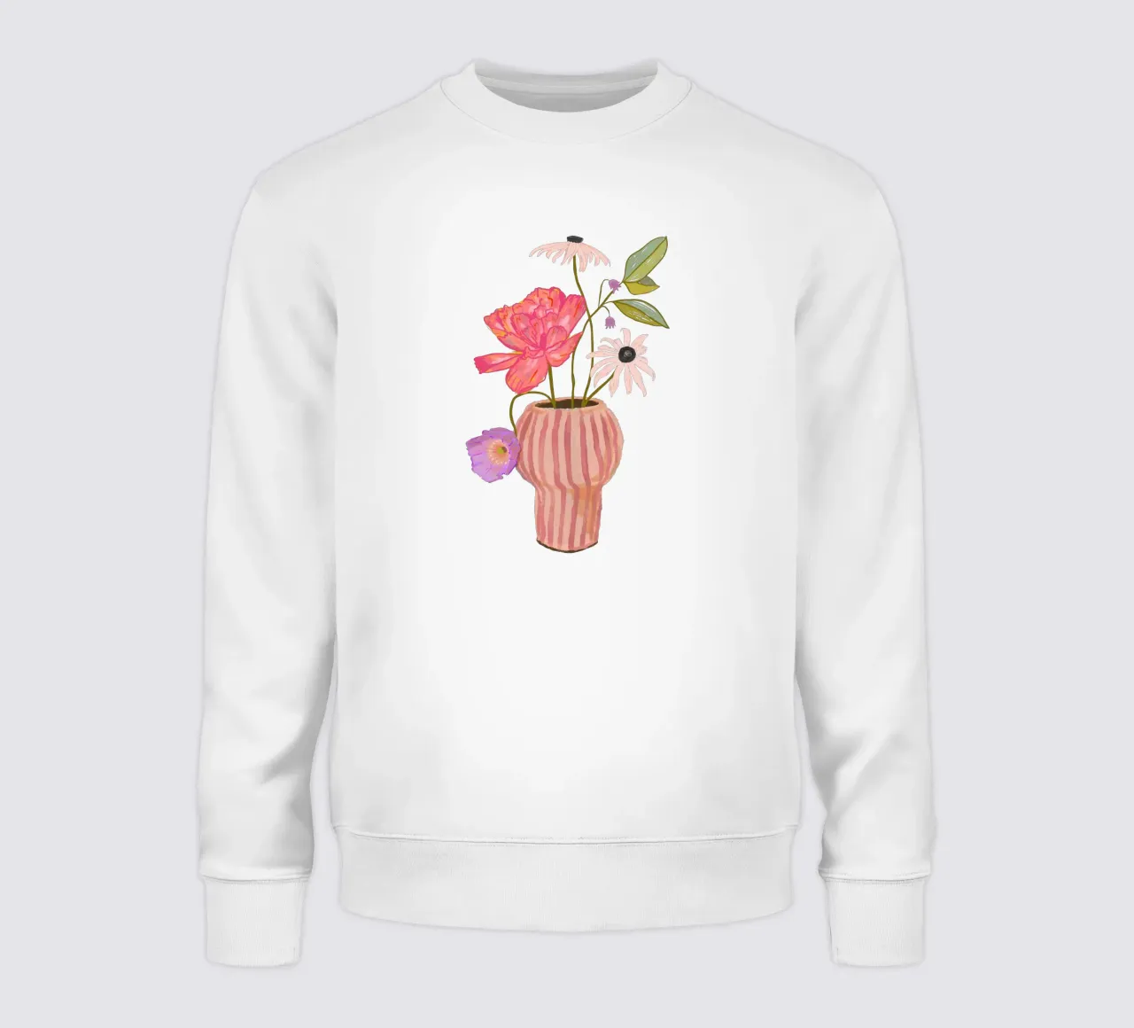 Flowers in striped vase sweatshirt by Illustration Raissa Oltmanns