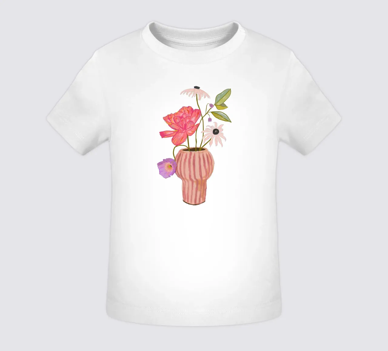 Fiori in vaso a righe maglietta neonato da Illustration Raissa Oltmanns