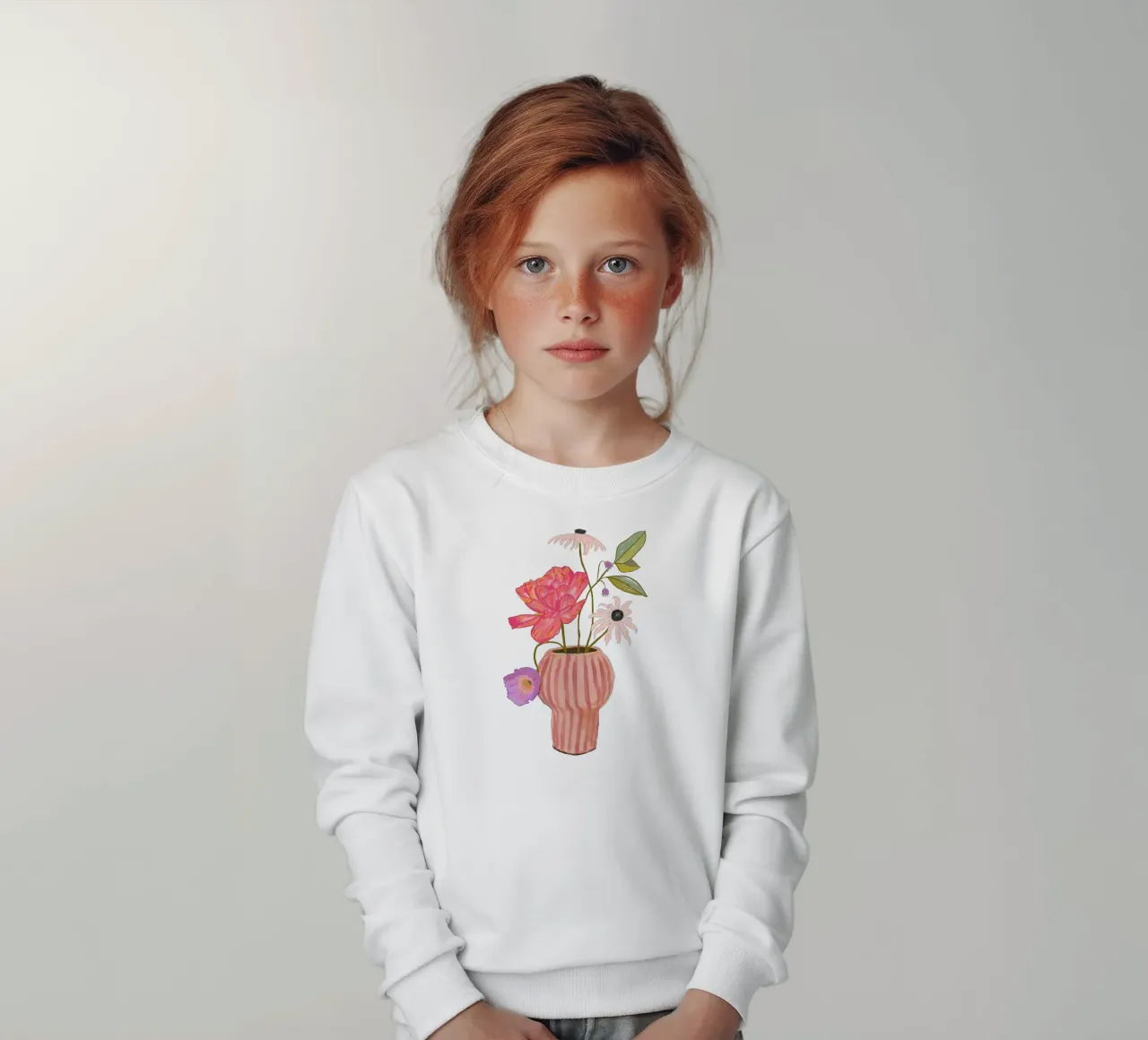 Fiori in vaso a righe felpa bambino da Illustration Raissa Oltmanns