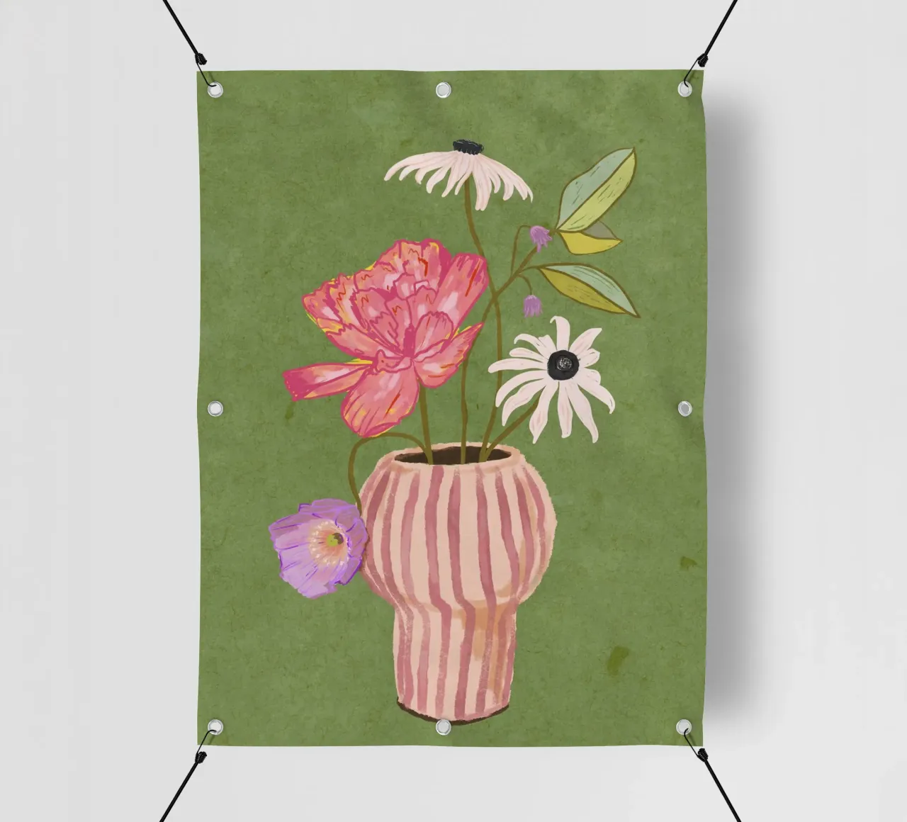 Fiori in vaso a righe telo in pvc da Illustration Raissa Oltmanns