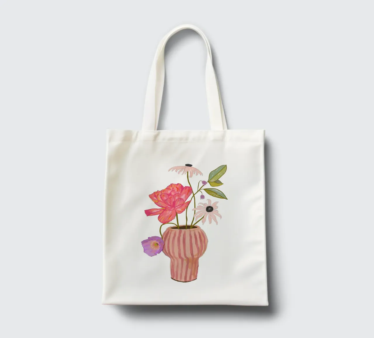 Fiori in vaso a righe borsa in juta da Illustration Raissa Oltmanns