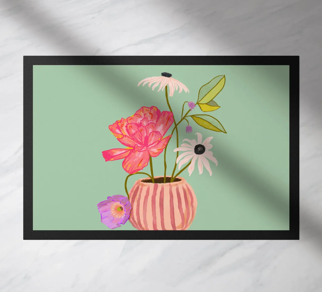 Fiori in vaso a righe zerbino da Illustration Raissa Oltmanns