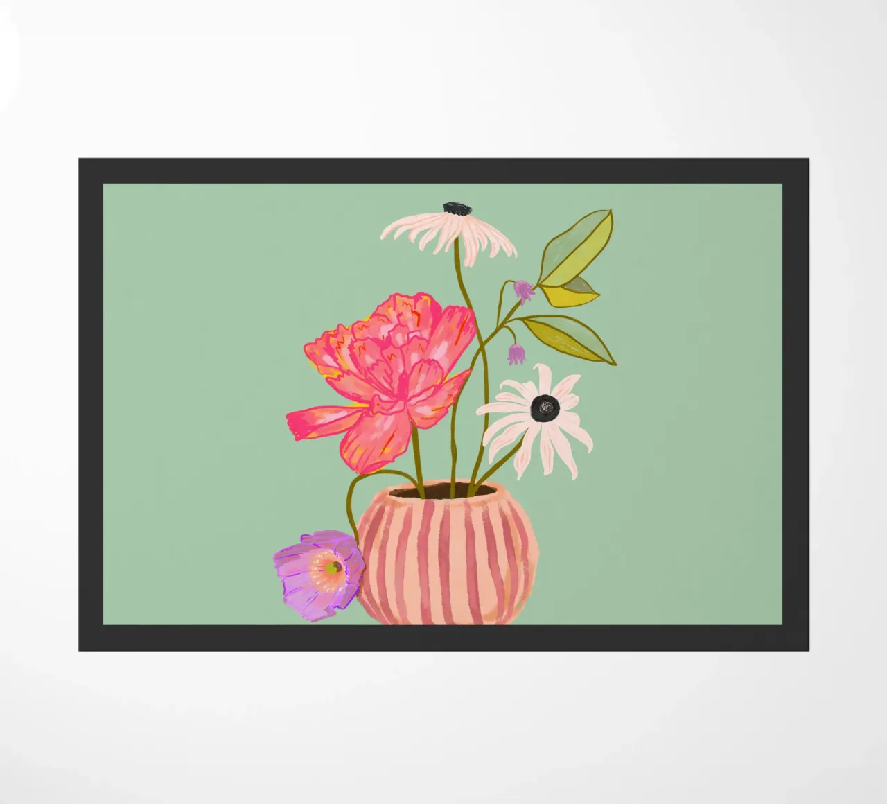 Fiori in vaso a righe zerbino da Illustration Raissa Oltmanns