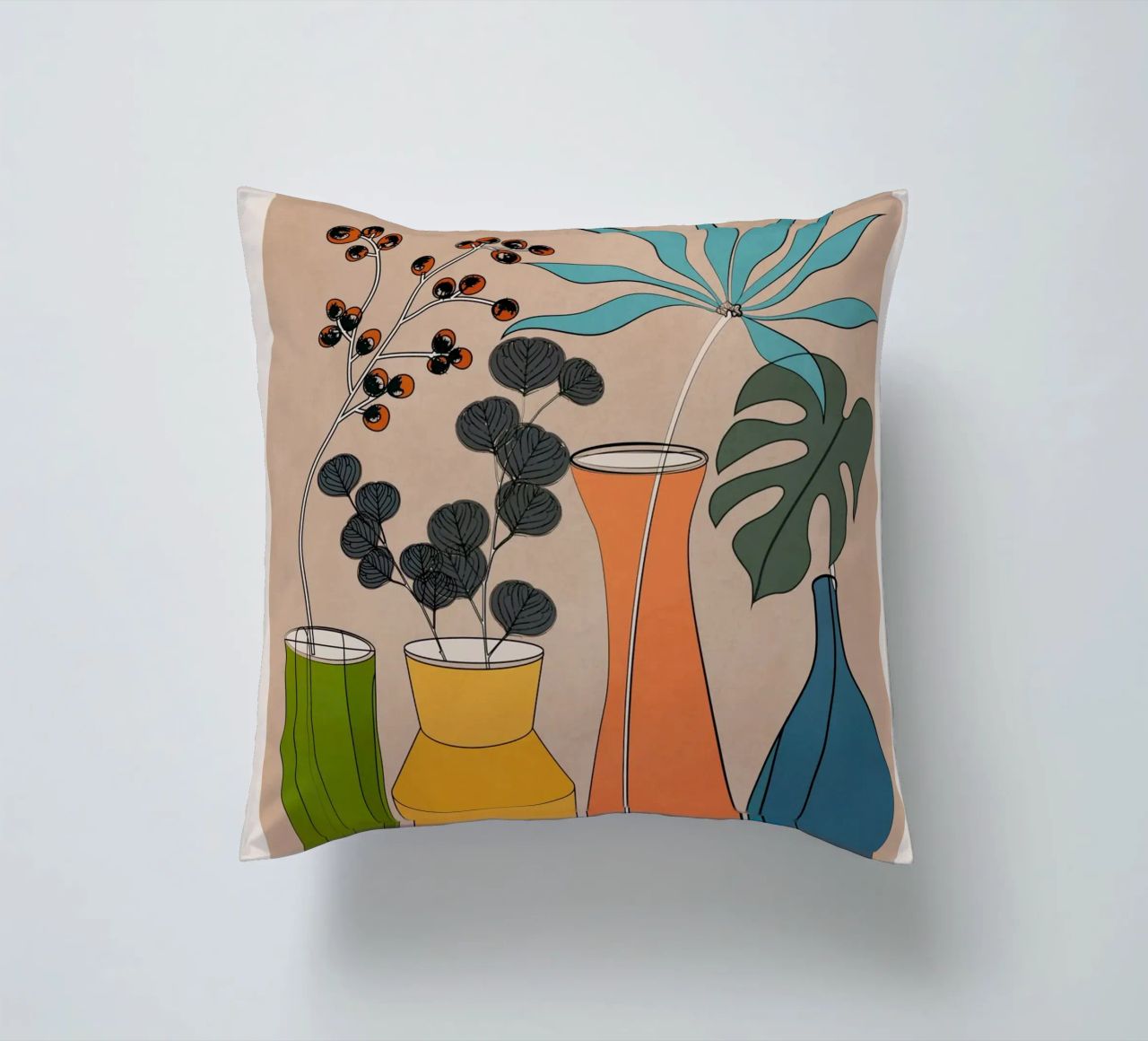 Modern Minimalist Abstract Vases 1 cuscino da Nadjaa
