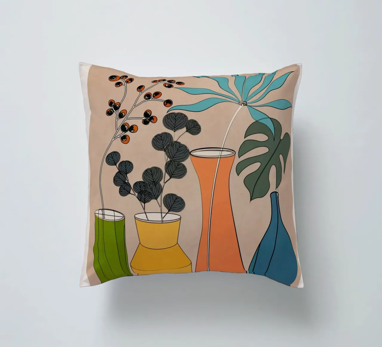 Modern Minimalist Abstract Vases 1 Kissen von Nadjaa