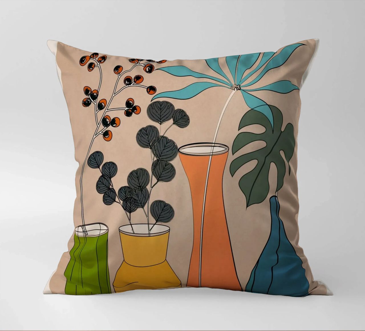Modern Minimalist Abstract Vases 1 cuscino da Nadjaa
