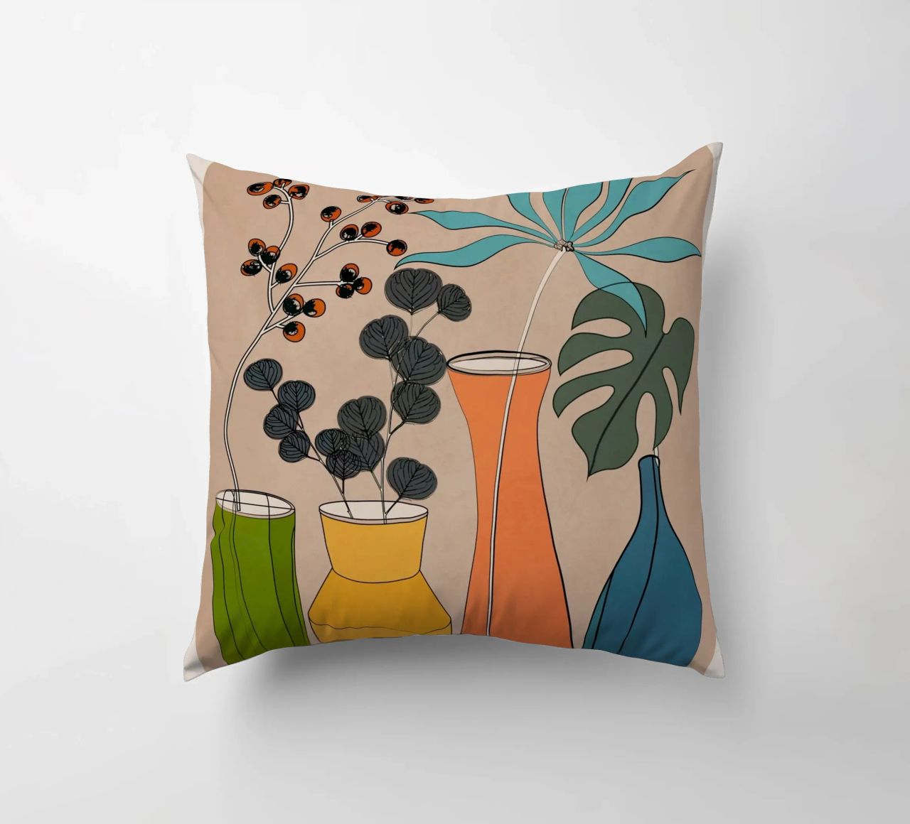 Modern Minimalist Abstract Vases 1 cuscino da Nadjaa