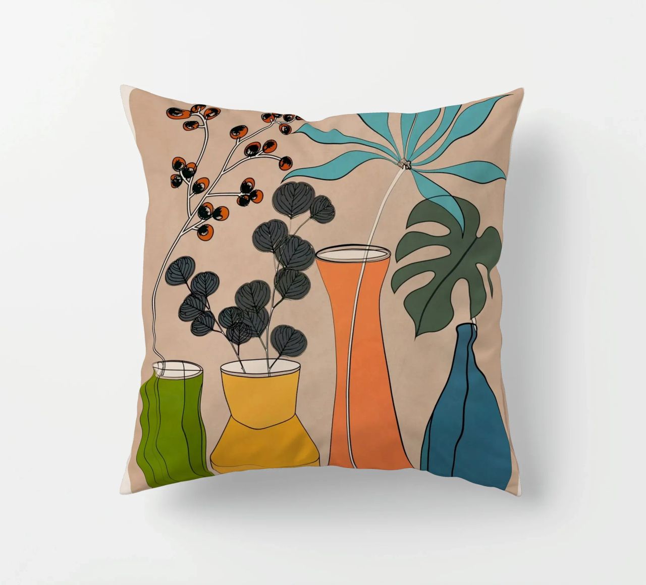 Modern Minimalist Abstract Vases 1 cuscino da Nadjaa