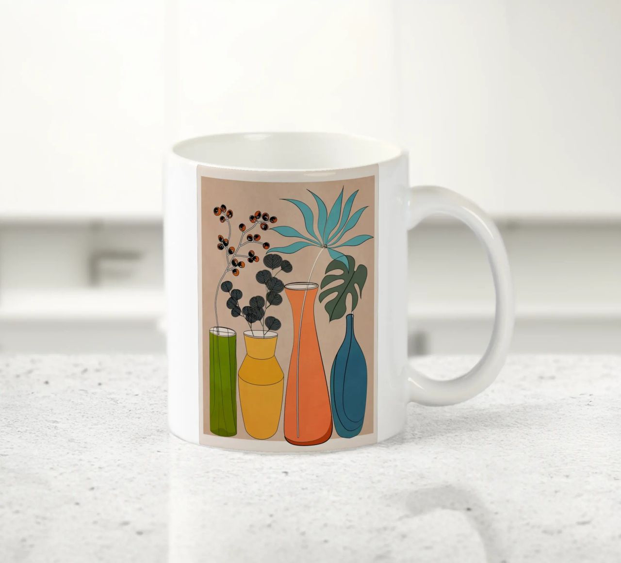 Modern Minimalist Abstract Vases 1 tazza in ceramica da Nadjaa
