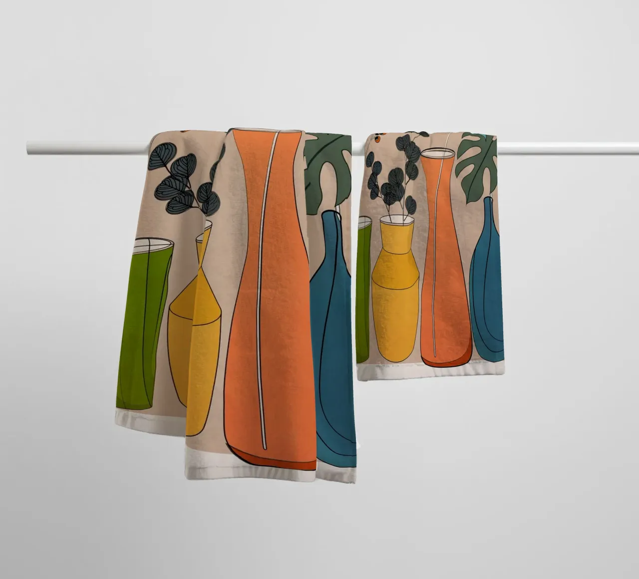 Modern Minimalist Abstract Vases 1 toalla de baño de Nadjaa
