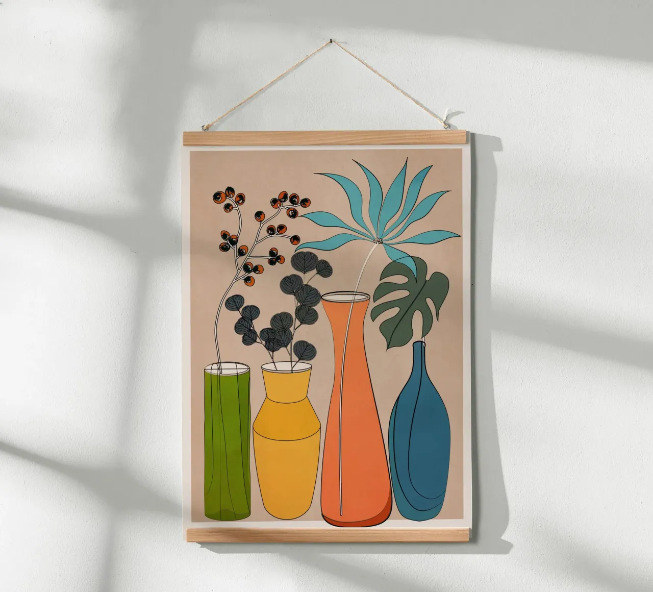 Modern Minimalist Abstract Vases 1 poster con telaio in legno da Nadjaa