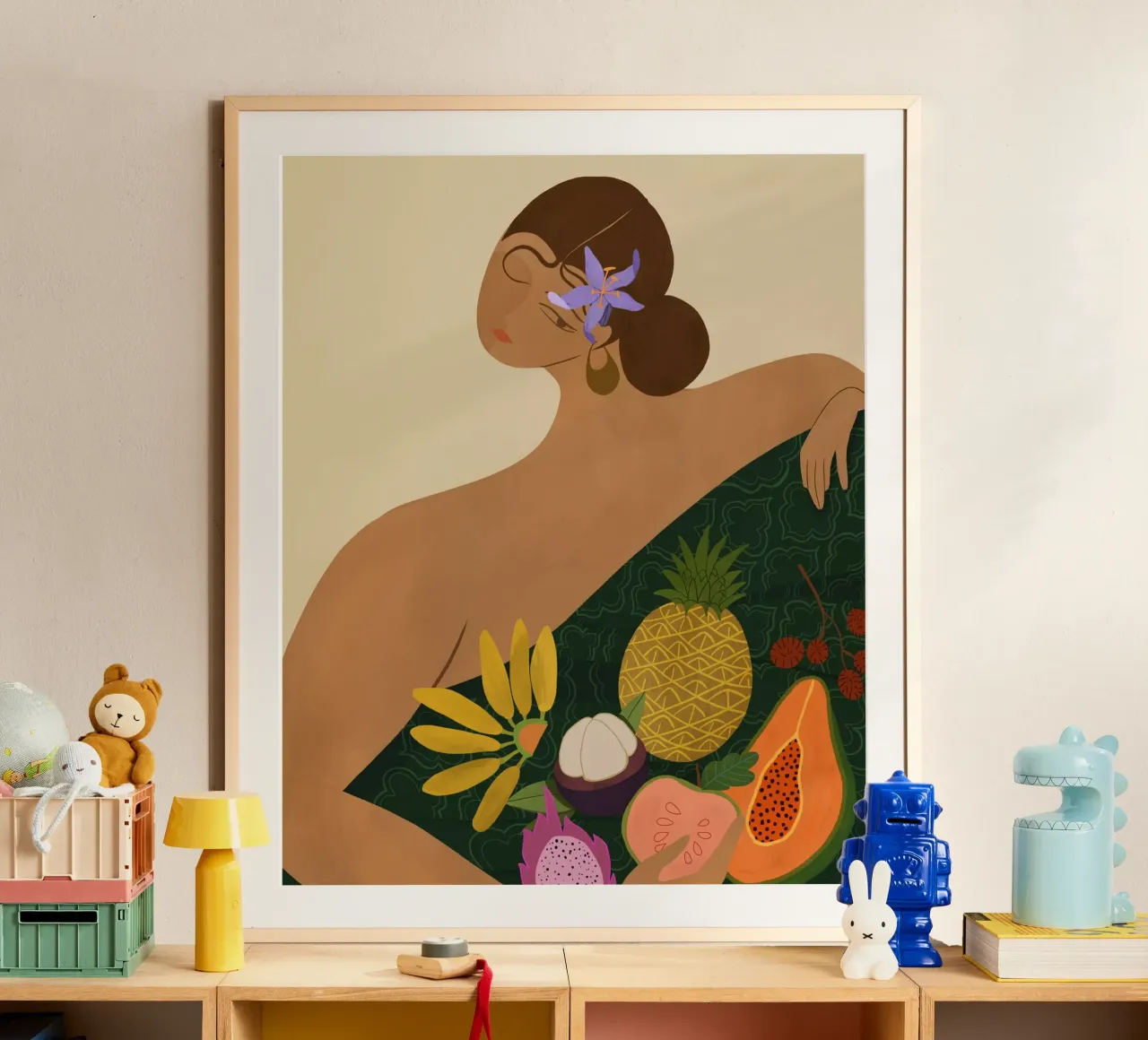 Fruits for Sale poster con telaio in legno da Arty Guava