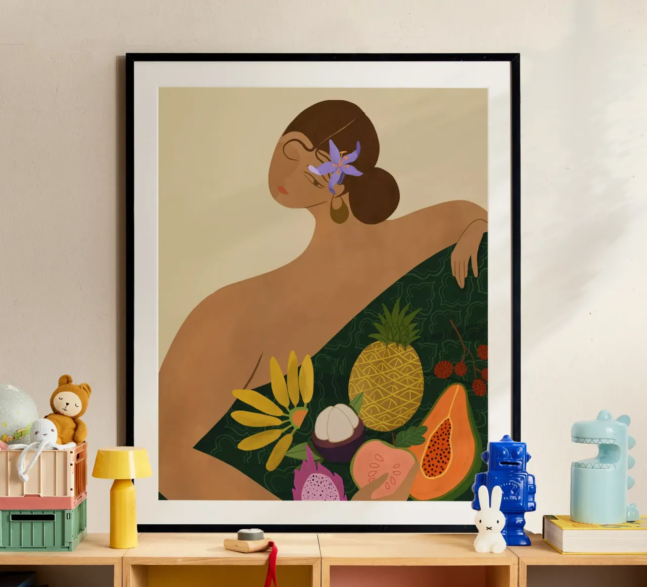 Fruits for Sale poster con telaio in legno da Arty Guava