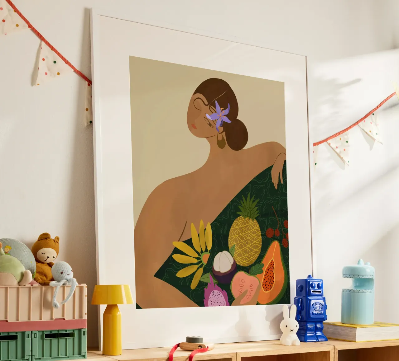 Fruits for Sale poster con telaio in legno da Arty Guava